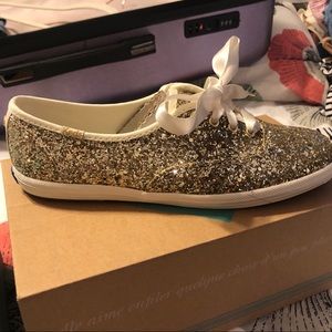 Keds x Kate Spade Platinum Gold glitter sneakers
